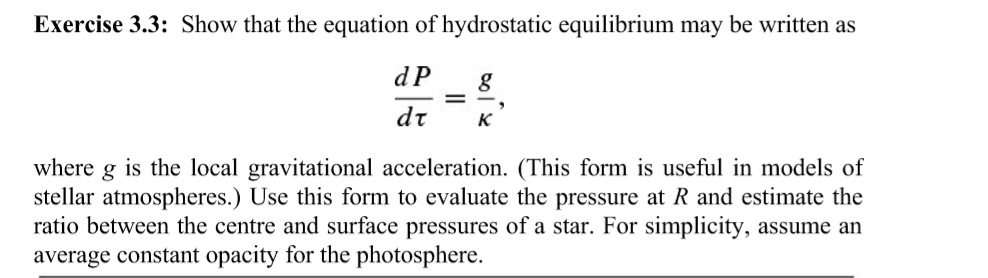 Solved Exercise 3.3: Show that the equation of hydrostatic | Chegg.com