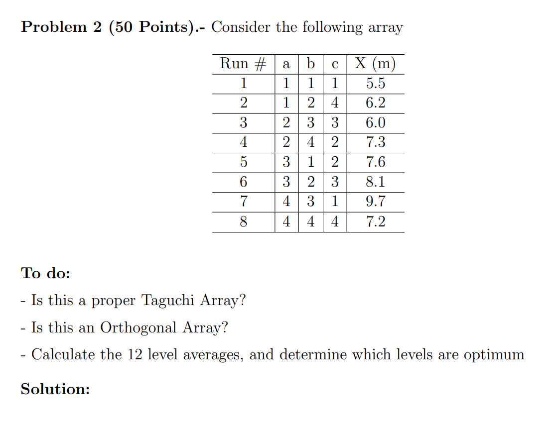 Solved Problem 2 (50 Points).- Consider The Following Array | Chegg.com