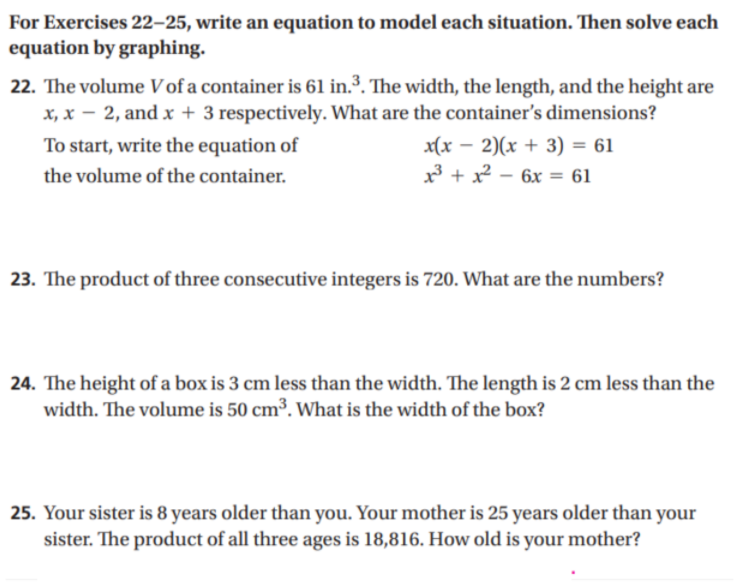 Solved For Exercises 22-25, Write An Equation To Model Each | Chegg.com