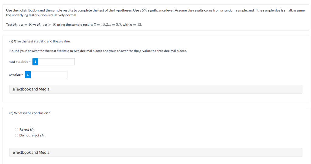 Solved Use the t-distribution and the sample results to | Chegg.com
