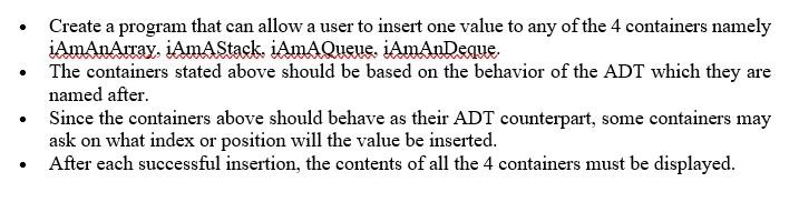Solved . Create a program that can allow a user to insert | Chegg.com