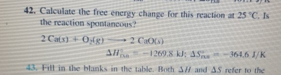 Solved DTU TUIN 42. Calculate the free energy change for | Chegg.com