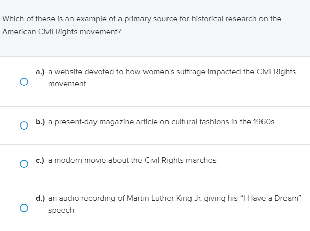 Solved Which Of These Is An Example Of A Primary Source For Chegg