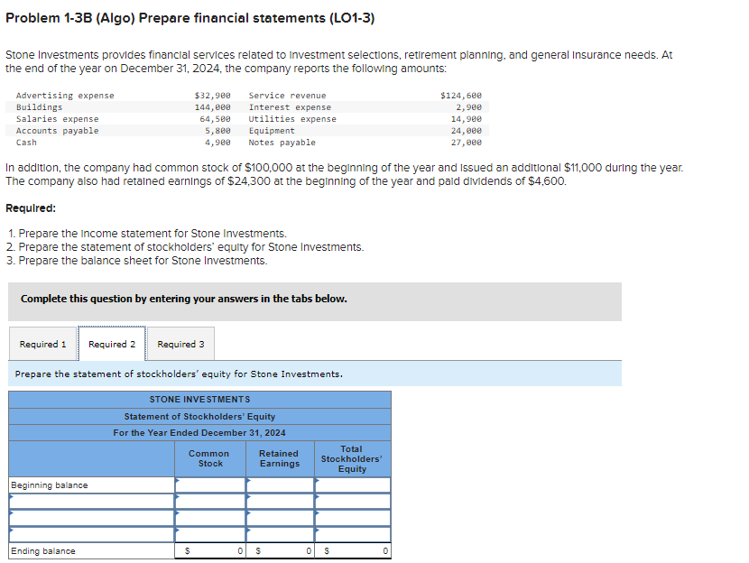 Solved Problem 13B (Algo) Prepare financial statements
