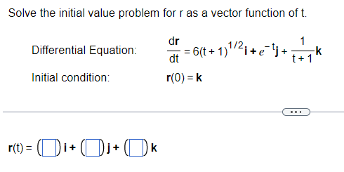 Solved Solve the initial value problem for r as a vector | Chegg.com