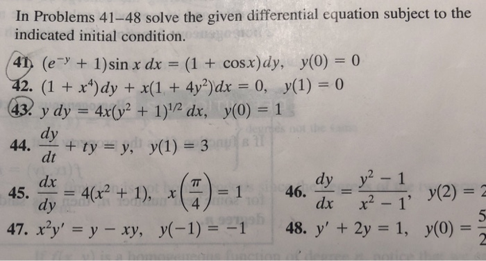 Solved In Problems 41-48 solve the given differential | Chegg.com