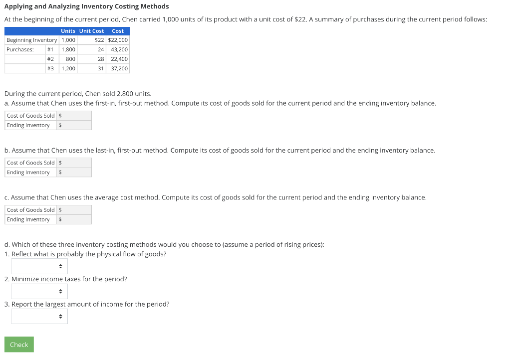 Solved Applying and Analyzing Inventory Costing Methods At | Chegg.com
