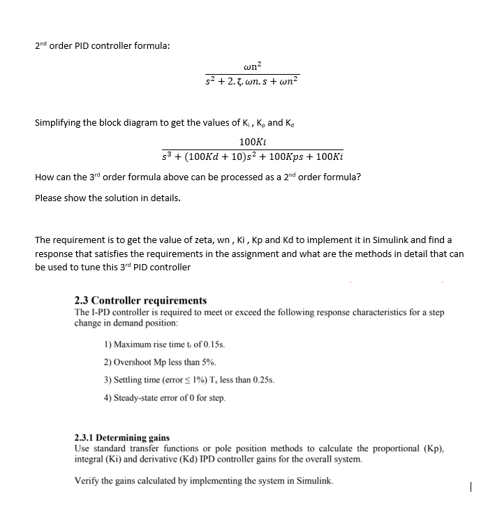 2nd order PID controller formula: Simplifying the | Chegg.com