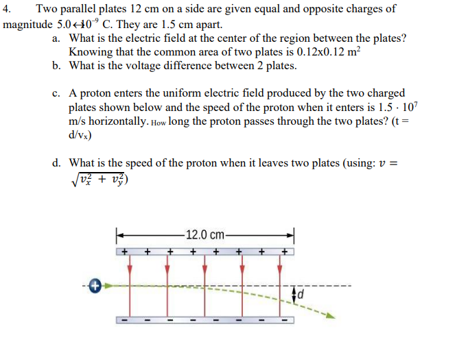 Solved Two parallel plates 12 cm on a side are given equal | Chegg.com
