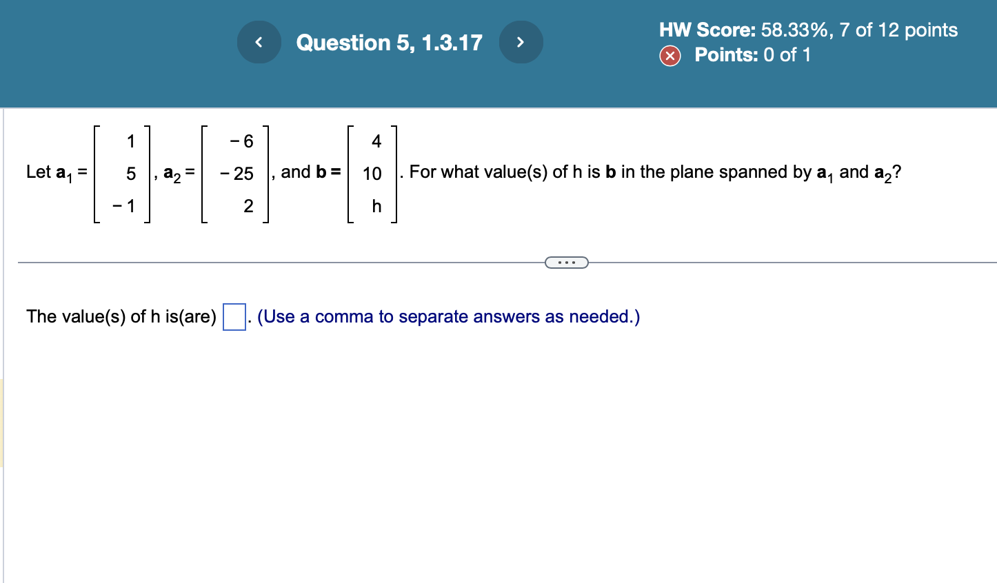 Solved Let A1=⎣⎡15−1⎦⎤,a2=⎣⎡−6−252⎦⎤, And B=⎣⎡410h⎦⎤. For | Chegg.com