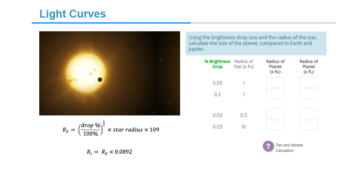 Solved Using the brightness drop size and the radius of the