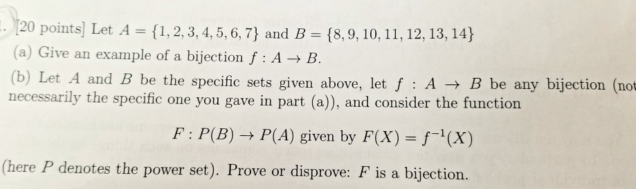 Solved -- [20 Points) Let A = {1, 2, 3, 4, 5, 6, 7} And B = | Chegg.com