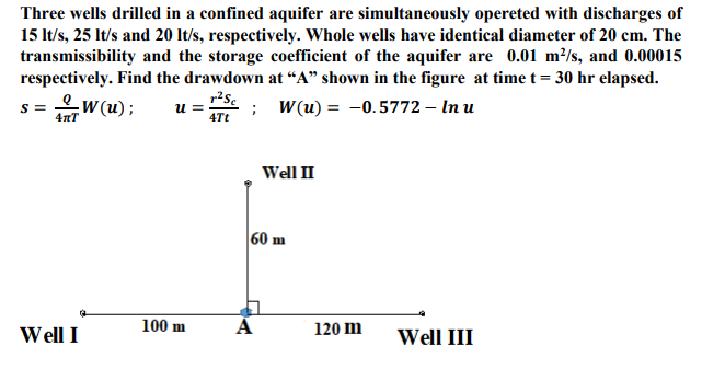 Solved Three wells drilled in a confined aquifer are | Chegg.com