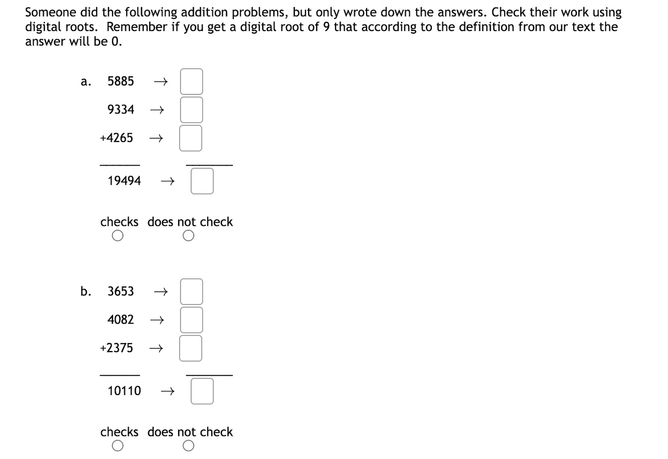 Solved Someone did the following addition problems, but only | Chegg.com