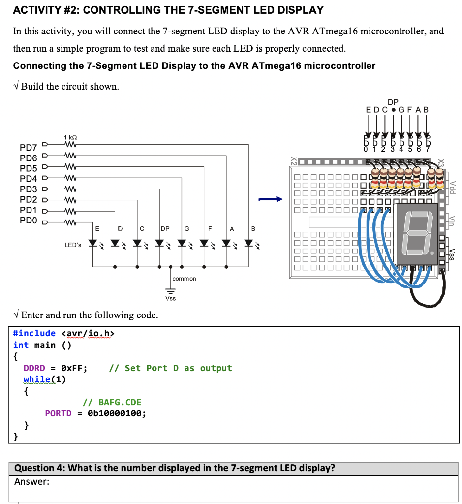 Solved ACTIVITY #2: CONTROLLING THE 7-SEGMENT LED DISPLAY In | Chegg.com