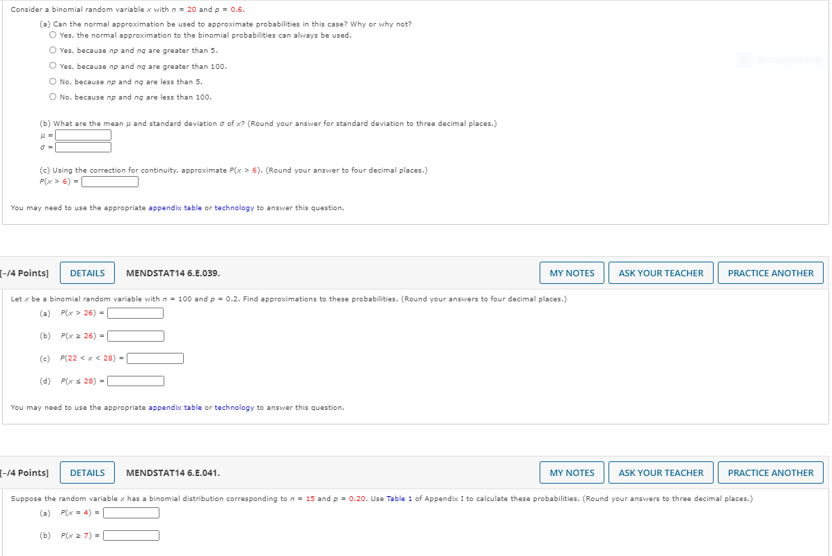Solved Consider a binomial random variable x with n = 20 and | Chegg.com