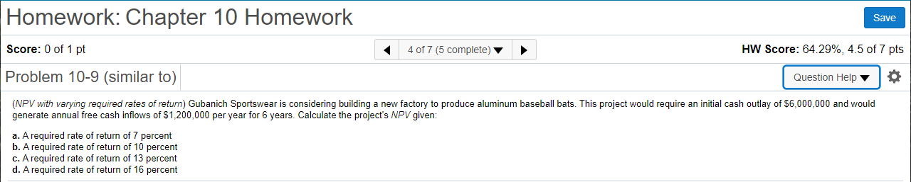 Solved Homework: Chapter 10 Homework Save Score: 0 of 1 pt 4 | Chegg.com