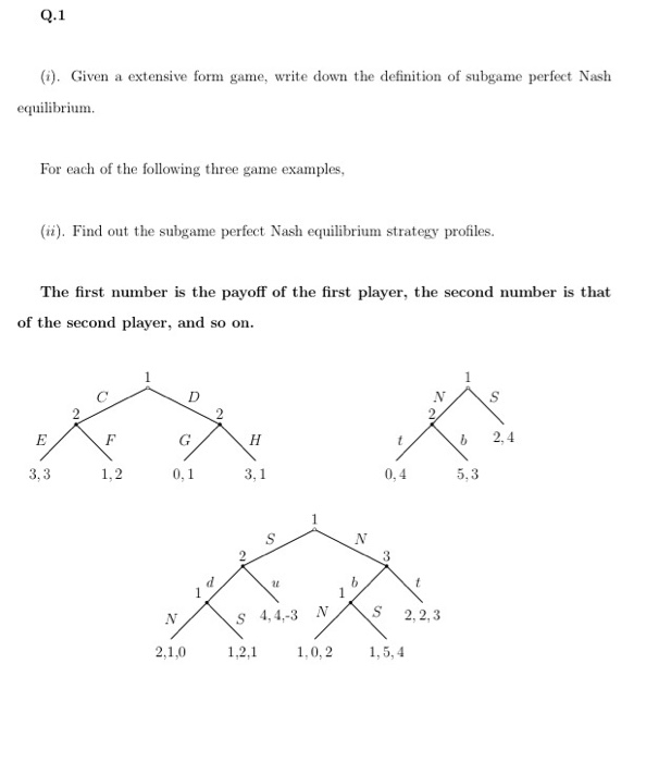 Solved Find Out The Subgame Perfect Nash Equilibrium | Chegg.com