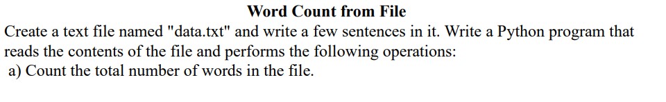 Solved Word Count from File Create a text file named | Chegg.com