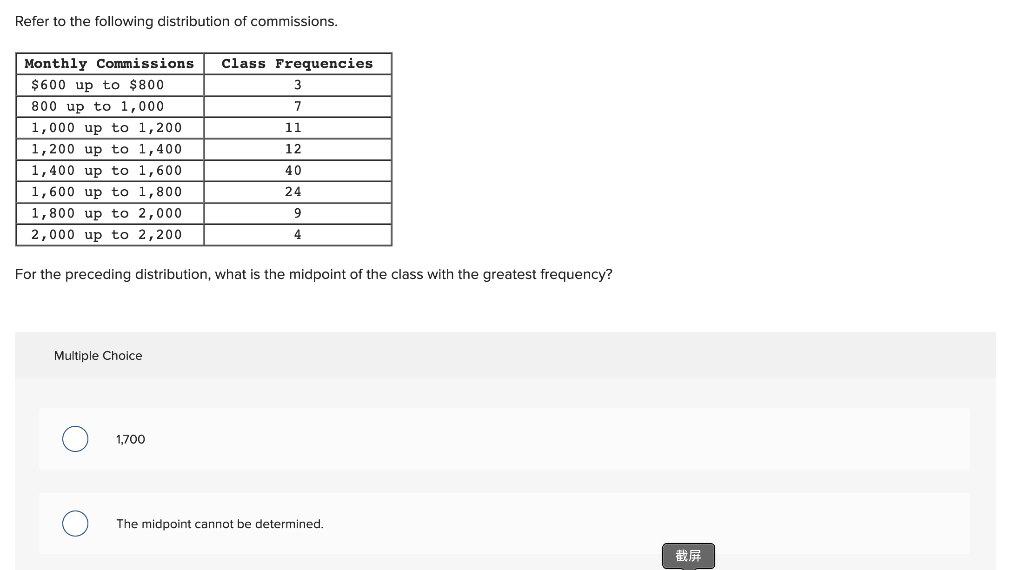 Refer to the following distribution of commissions. | Chegg.com