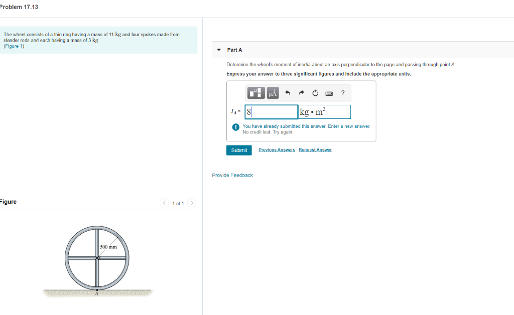 Solved Problem 17.13 The wheel consists of a thin ring | Chegg.com