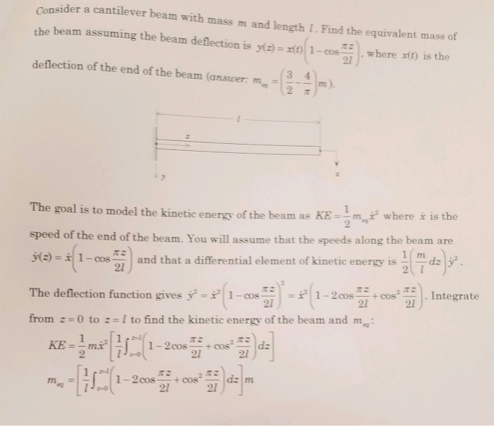 Solved Consider a cantilever beam with mass m and length L | Chegg.com