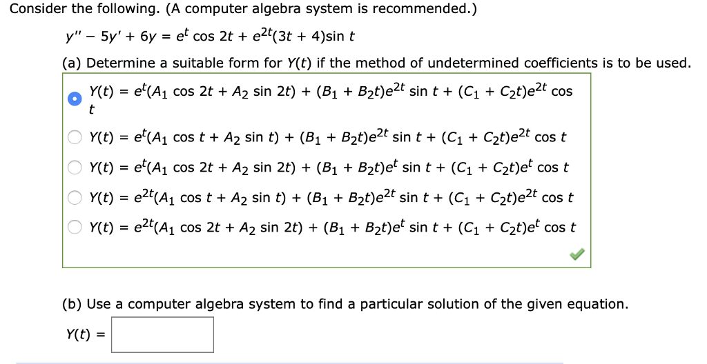 Solved Consider the following. (A computer algebra system is | Chegg.com