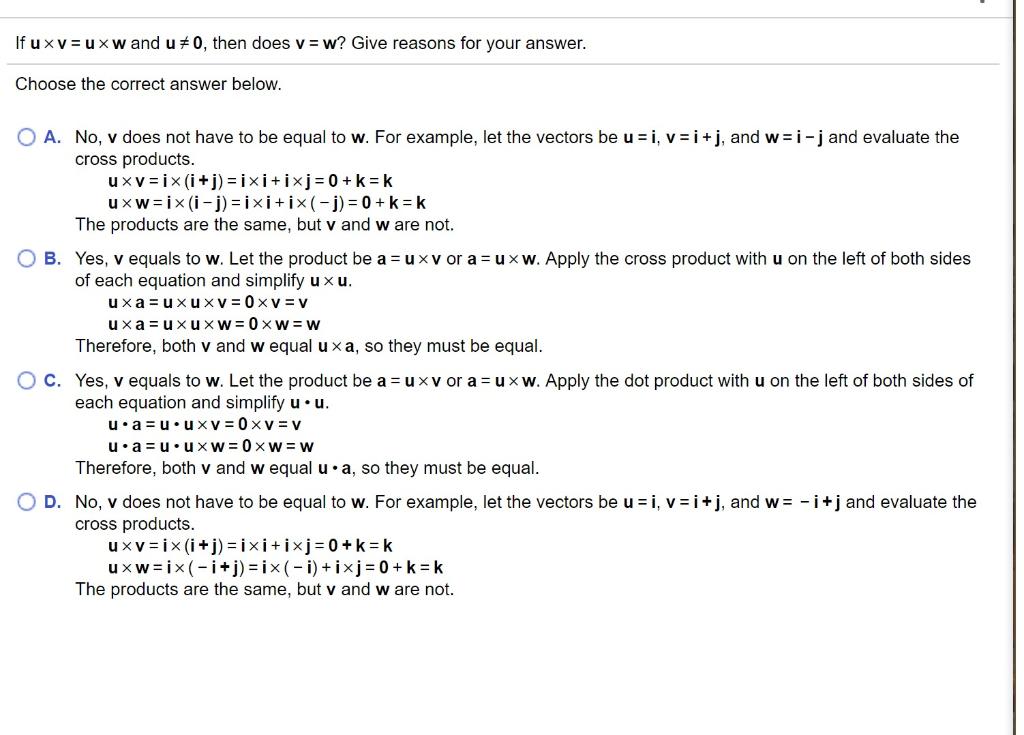 Solved If U X Y Uxw And U 0 Then Does V W Give Reaso Chegg Com