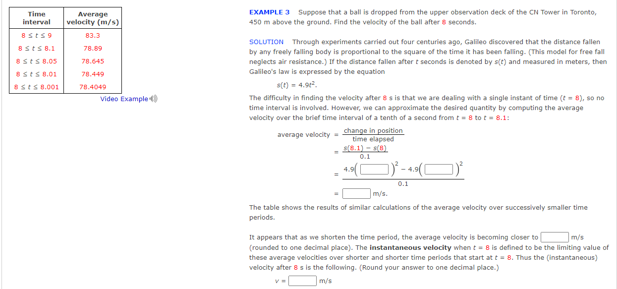 Solved Time interval Average velocity (m/s) 83.3 EXAMPLE 3
