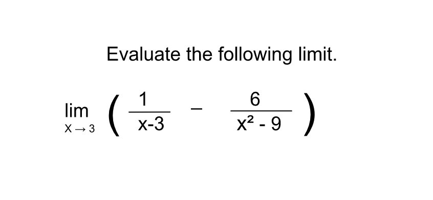 Solved Evaluate the following limit. limx→3(x−31−x2−96) | Chegg.com