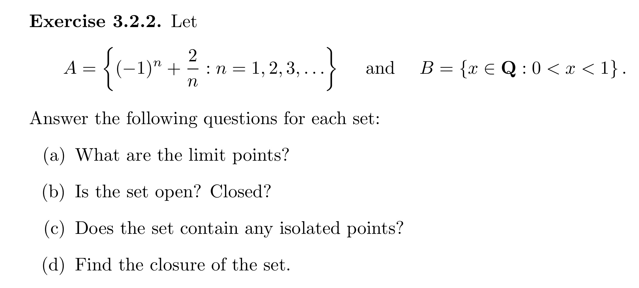 Solved Exercise 3.2.2. Let A={(−1)n+n2:n=1,2,3,…} And | Chegg.com