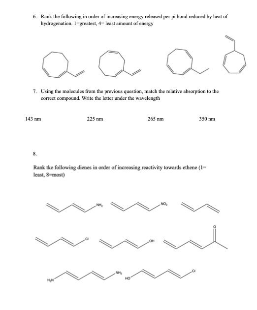 Solved 6. Rank the following in order of increasing energy | Chegg.com