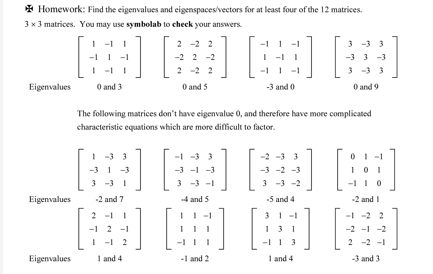Solved Homework: Find the eigenvalues and | Chegg.com