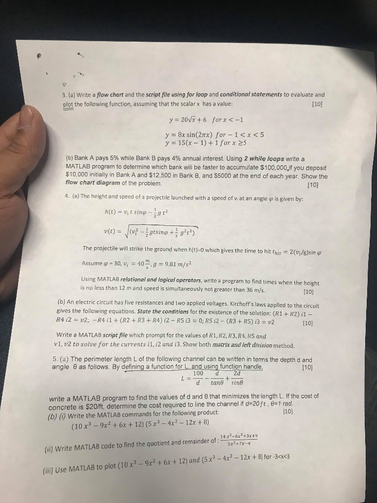 Solved 3. (a) Write a flow chart and the script file using | Chegg.com