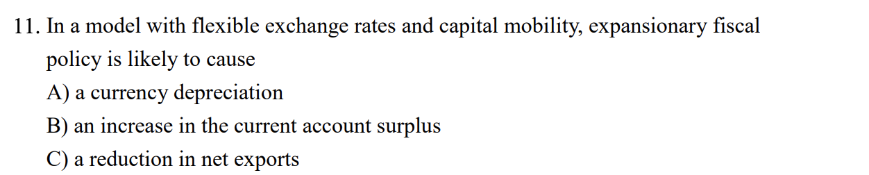 Solved a 11. In a model with flexible exchange rates and | Chegg.com