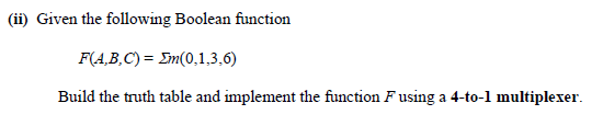 Solved Part-B (i) Given the following Boolean function | Chegg.com
