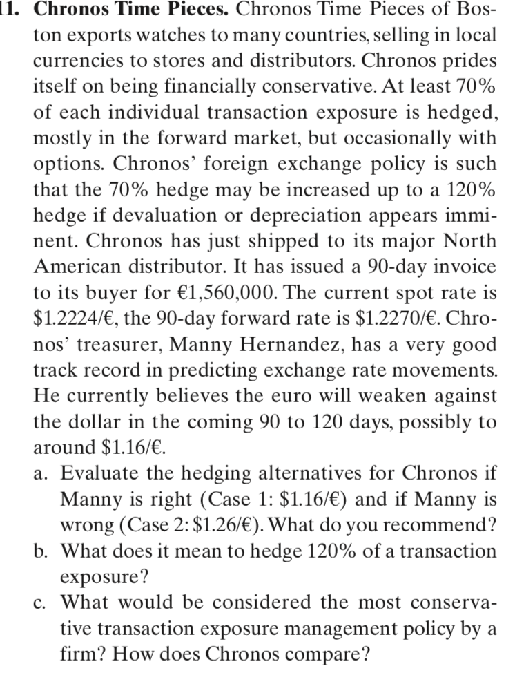 Solved Chronos Time Pieces. Chronos Time Pieces of Boston | Chegg.com