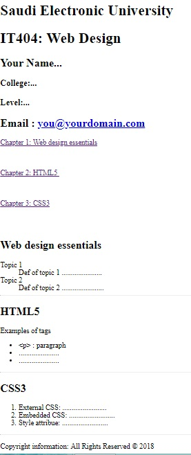 Solved Write the CSS rules to modify the layout of IT404 web | Chegg.com