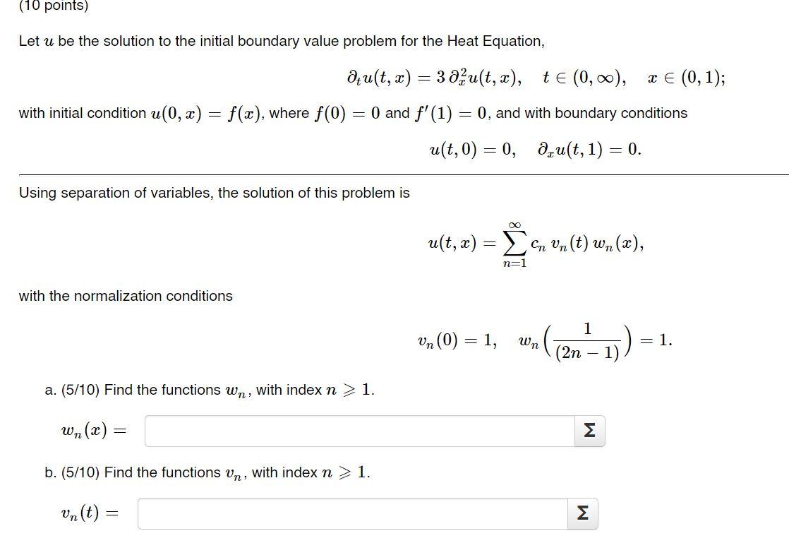 Solved 10 Points Let U Be The Solution To The Initial B Chegg Com