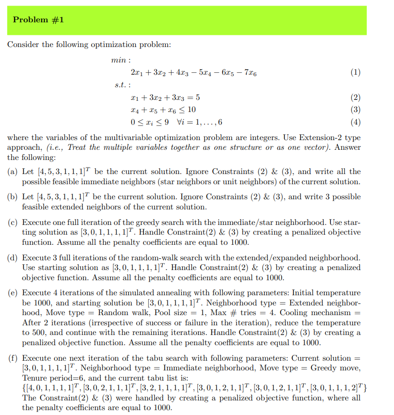 Consider The Following Optimization Problem: Min: | Chegg.com