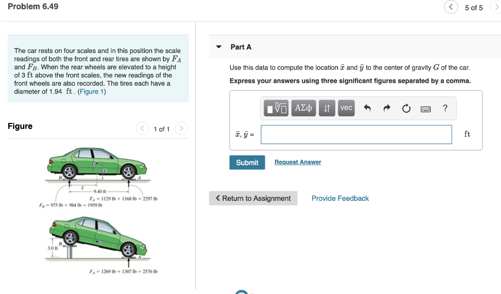 Solved Problem 6.49 5 of 5 Part A The car rests on four