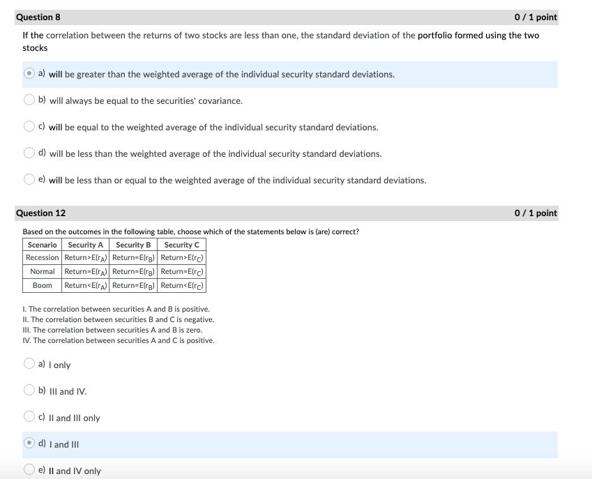 Solved Question 8 0/1 point If the correlation between the | Chegg.com