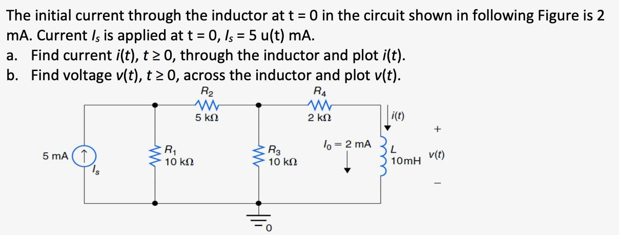 Solved The initial current through the inductor at t = 0 in | Chegg.com