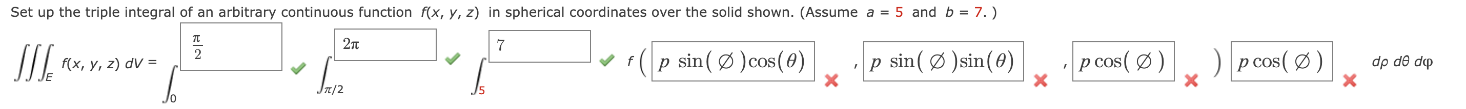 Set up the triple integral of an arbitrary continuous | Chegg.com