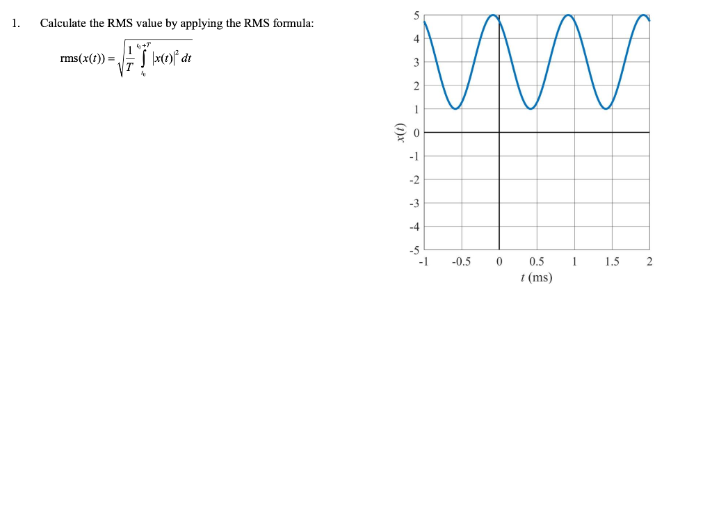 Solved 1. Calculate the RMS value by applying the RMS | Chegg.com