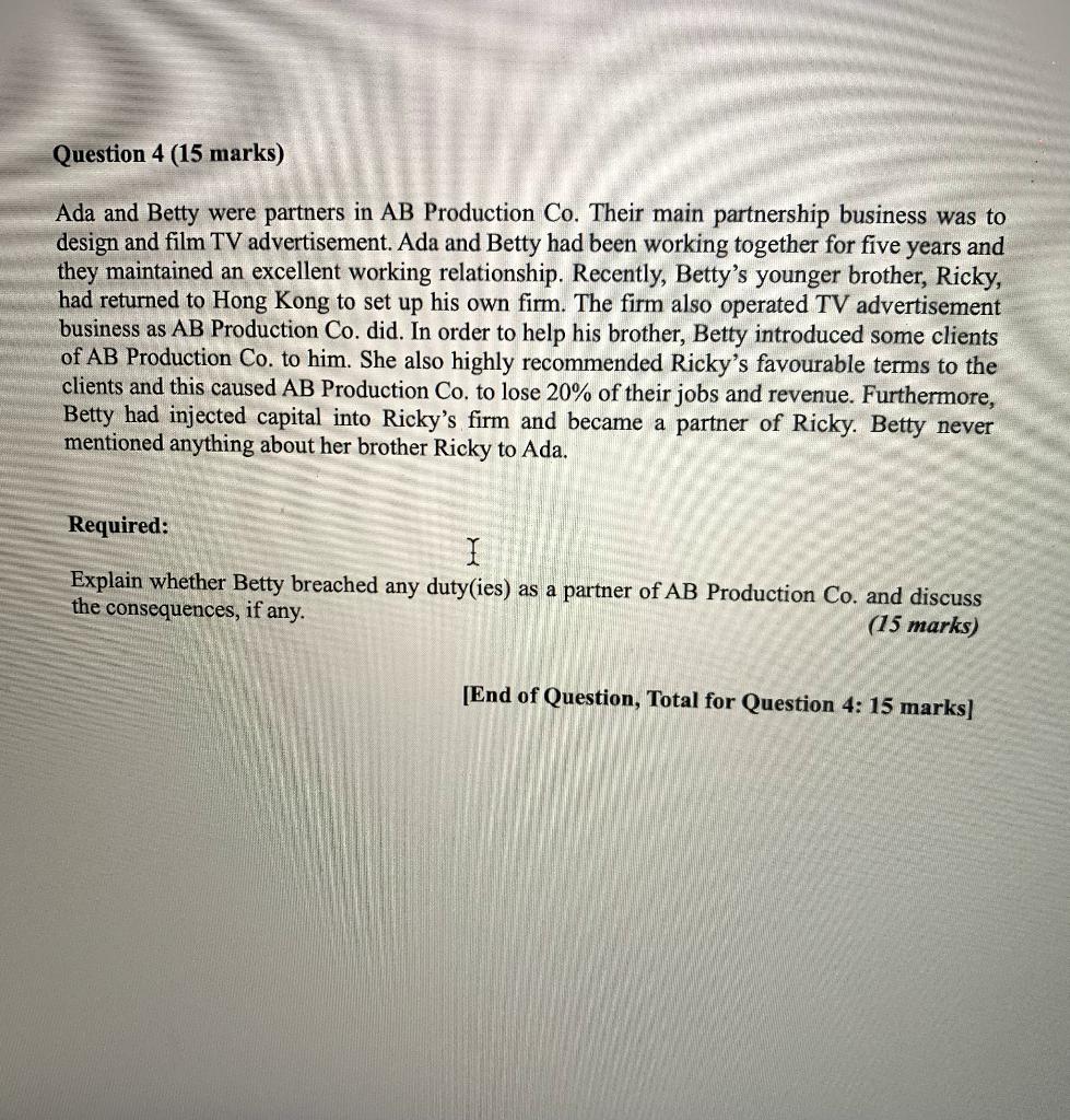 Question 3 15 Marks Richard Wong Was The Marketing Chegg