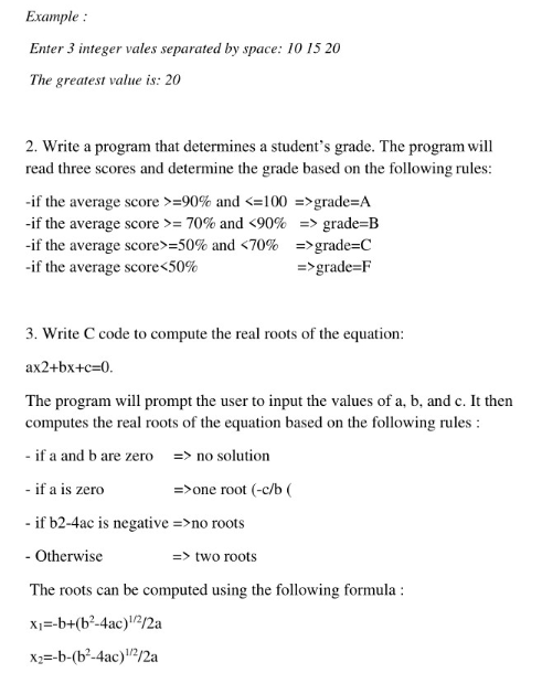 Solved 1. Write a C code that prompts the user to input | Chegg.com