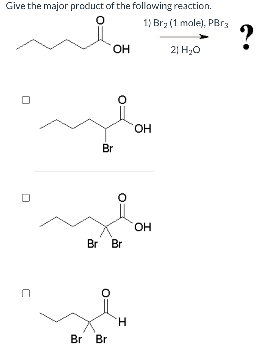 Solved Give The Major Product Of The Following Reaction. 1) | Chegg.com