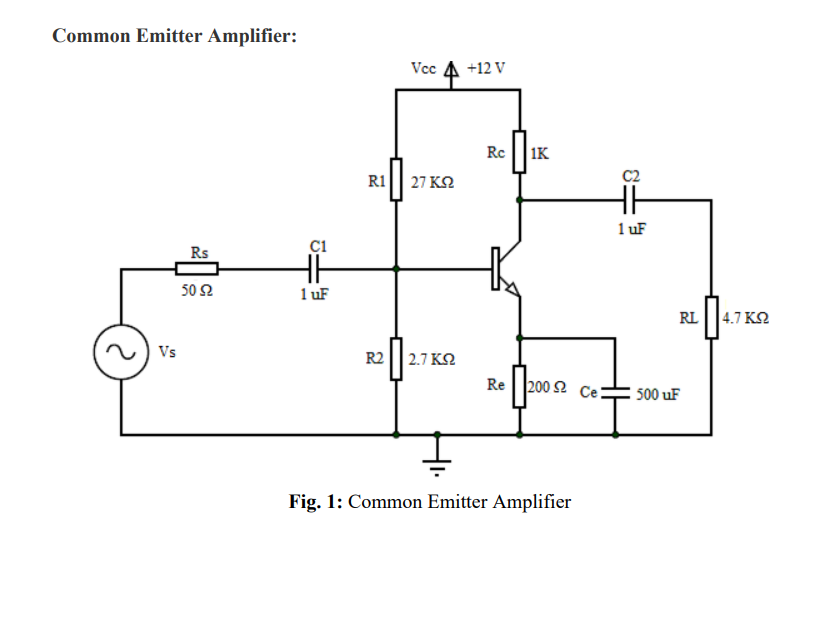 Solved Experiment: Single Stage BJT Amplifier Objective: To | Chegg.com