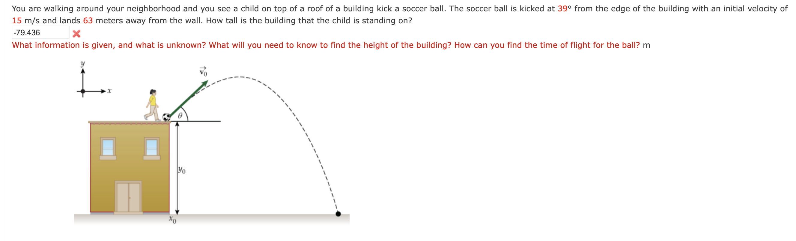 Solved 15 m/s and lands 63 meters away from the wall. How | Chegg.com